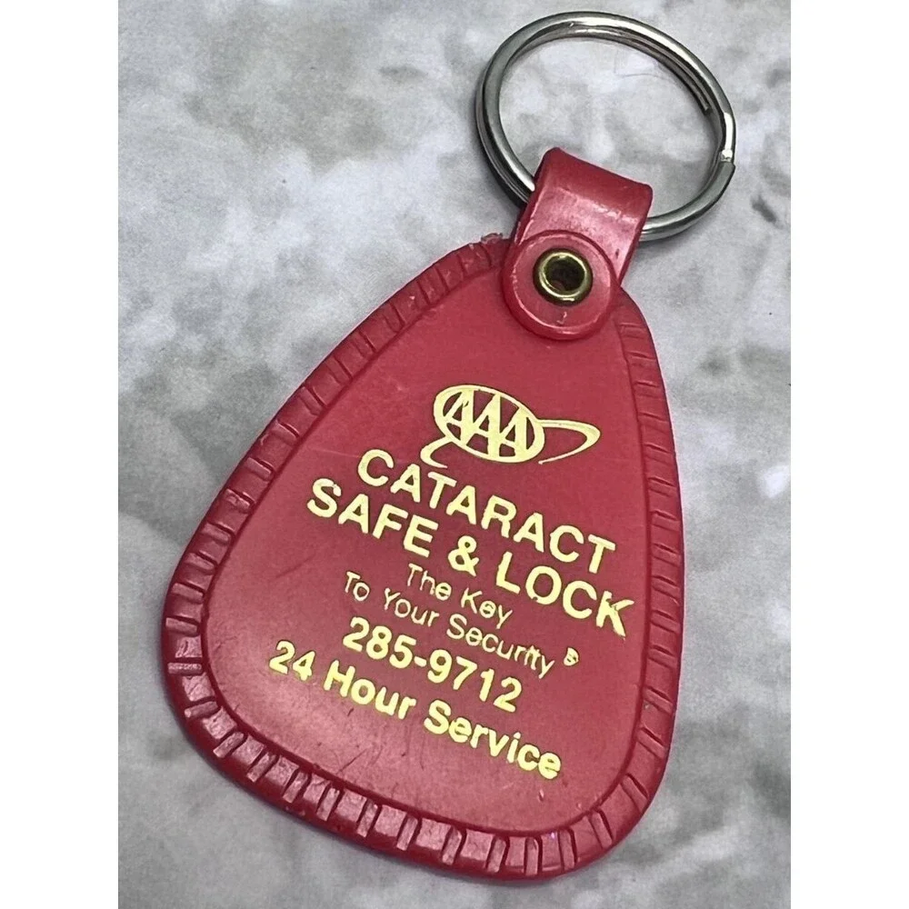 AAA Cataract Safe & Lock Vintage Keychain Keyring Tab